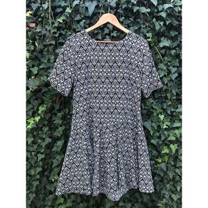 H&M Drop Waist Patterned Mini Dress